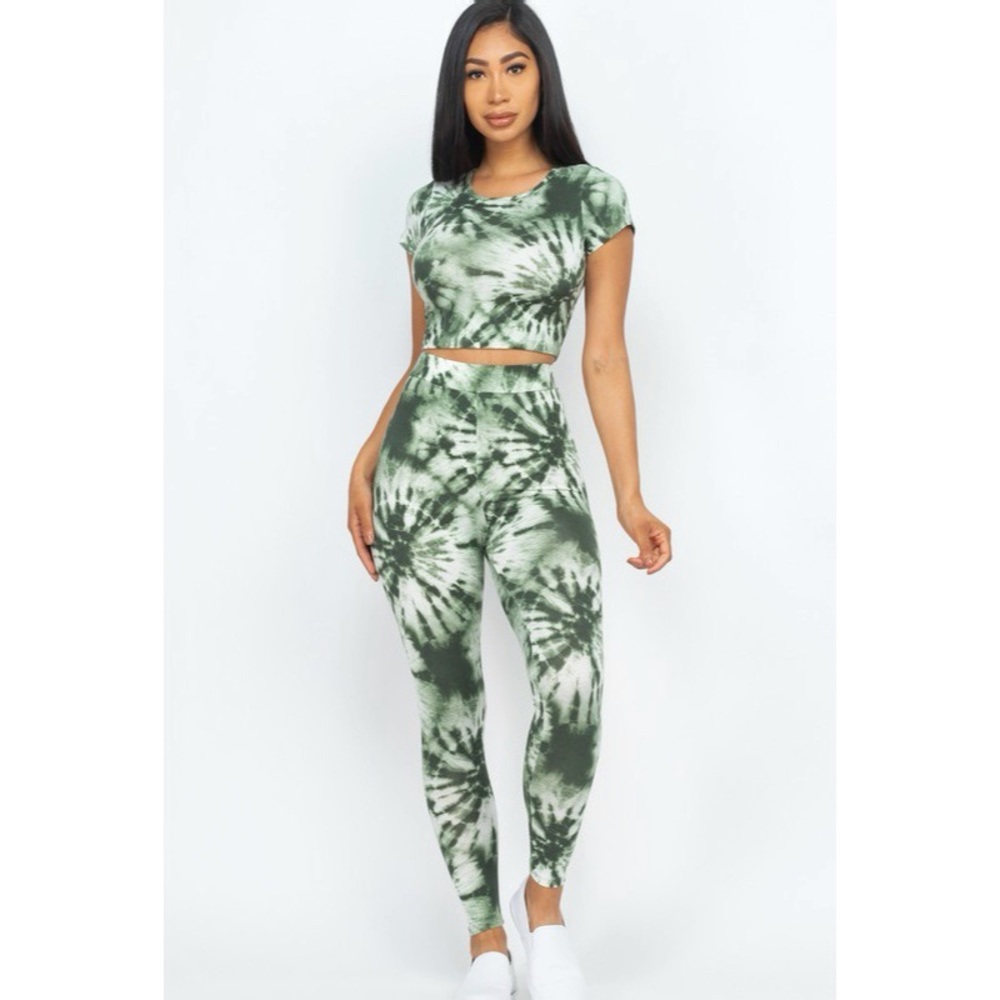 Tie-Dye Crop Top & Leggings Set